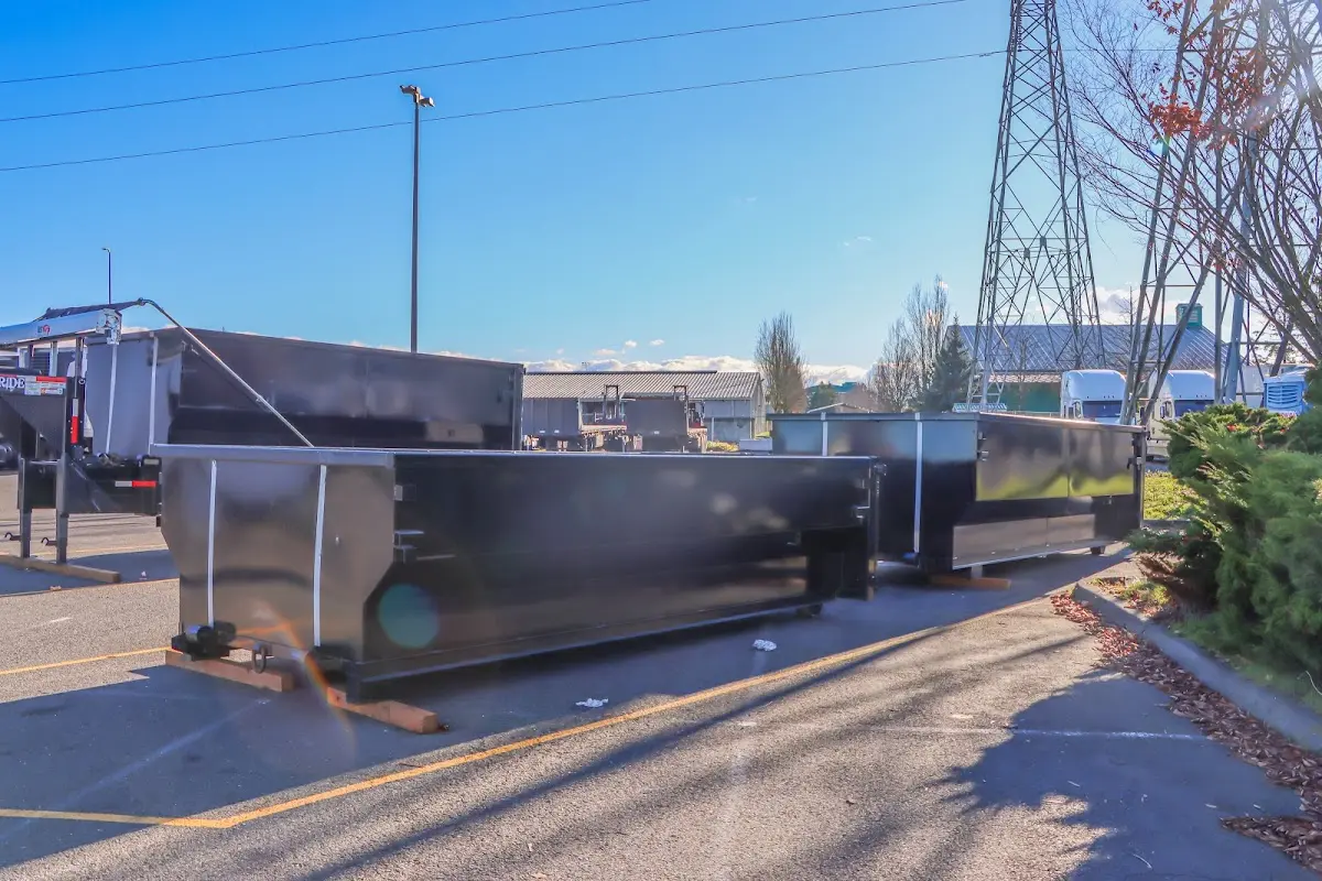 Roll-off dumpster ready for waste disposal at job site for Construction Dumpster Rental in Mission